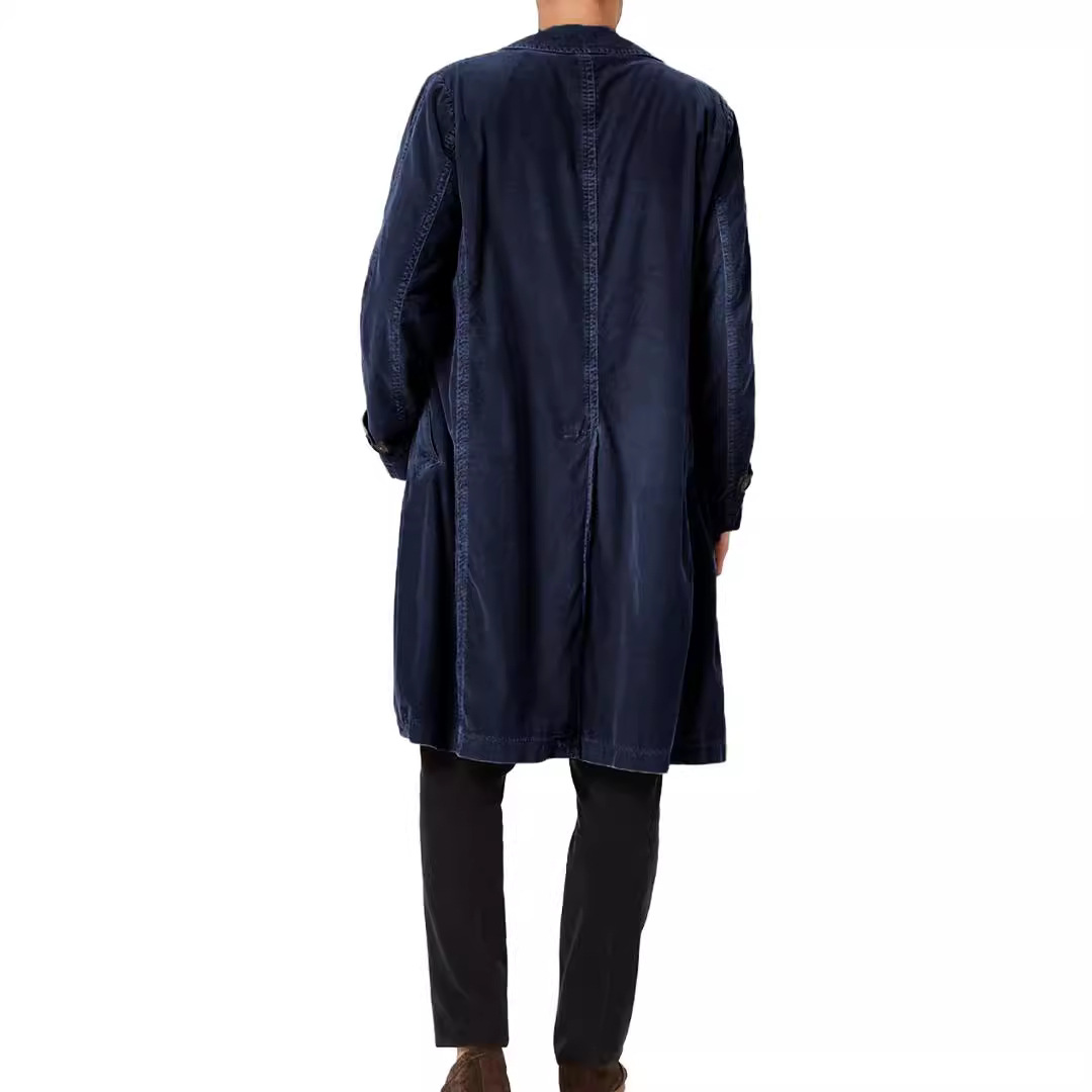 Lange einreihige Windjacke für Herren im britischen Stil für Frühling und Herbst_voghion.com