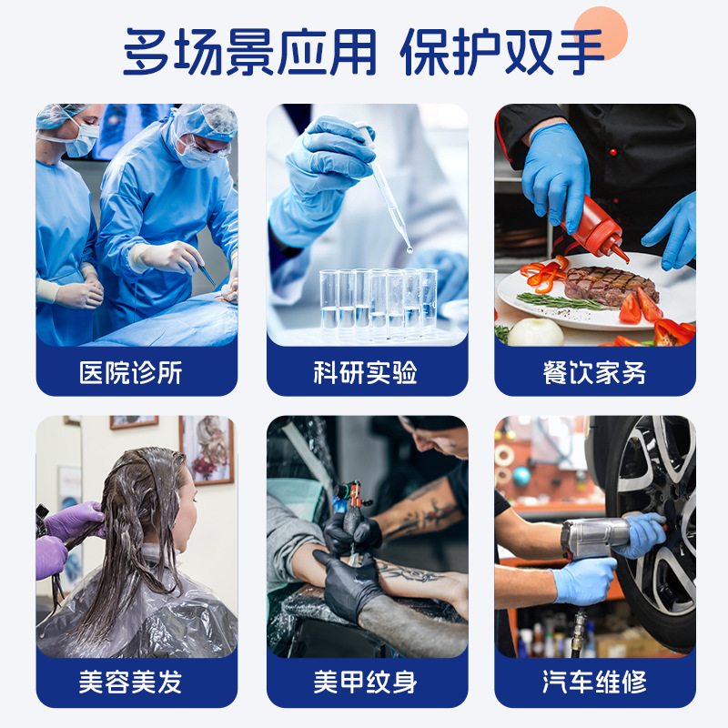 Guantes de nitrilo de grado alimenticio alargados y gruesos guantes de protección laboral desechables de cocina para inspección doméstica guantes de dedo resistentes al desgaste