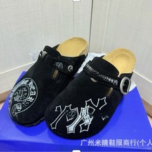 克罗伈联名博肯新款印花大码包头拖鞋女2025秋冬百搭跨境外穿拖鞋