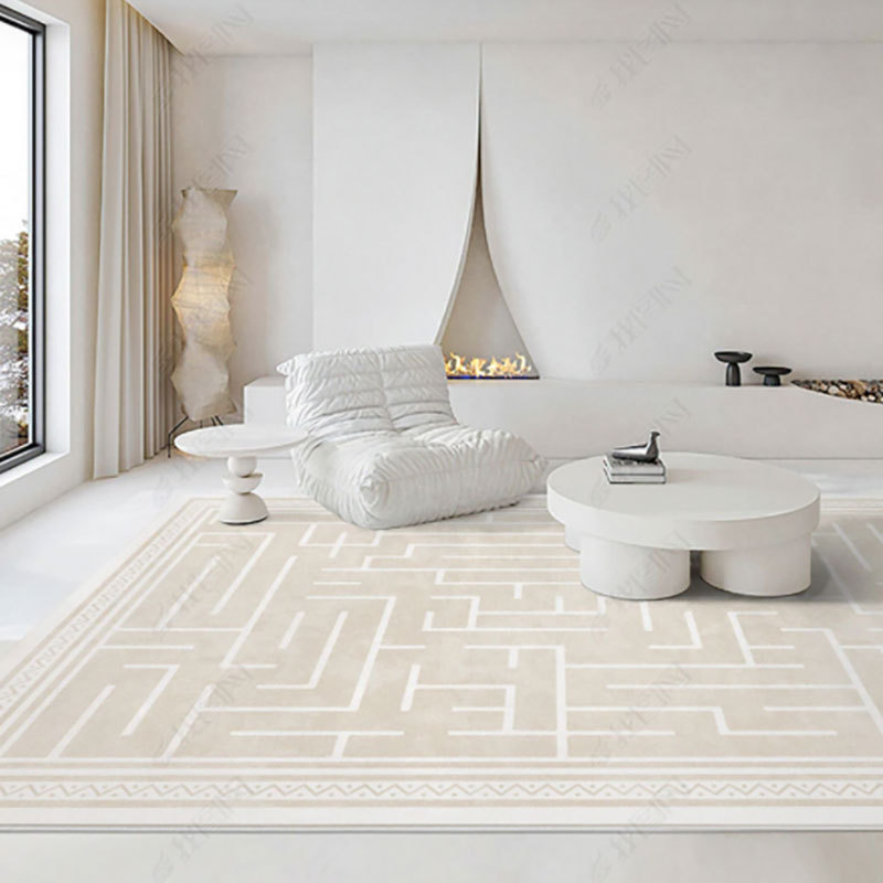 Estilo crema simple absorbente sala de estar alfombra hogar suave antideslizante gran área manta completa dormitorio alfombra francesa