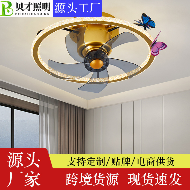360度摇头风扇灯智能语音吸顶吊扇灯卧室变频静音吊灯风扇一体灯|ru