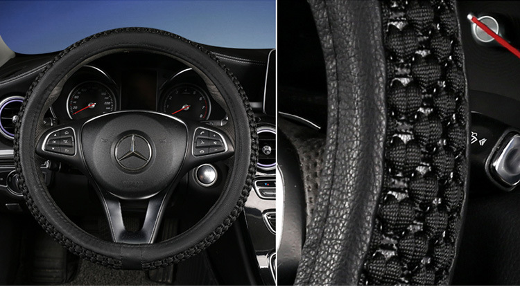 Factory Direct Sales Ice Silk Breathable Anti-Slip Steering Wheel Cover Four-Season Universal Car Handlebar Cover Cross-Border E-Commerce Amazon
