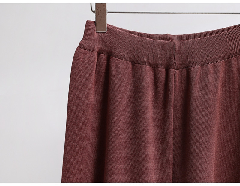 Abbigliamento da donna, completo in maglia, moda casual, colore a contrasto, con cuciture, pantaloni larghi e snellenti, set da due pezzi_voghion.com