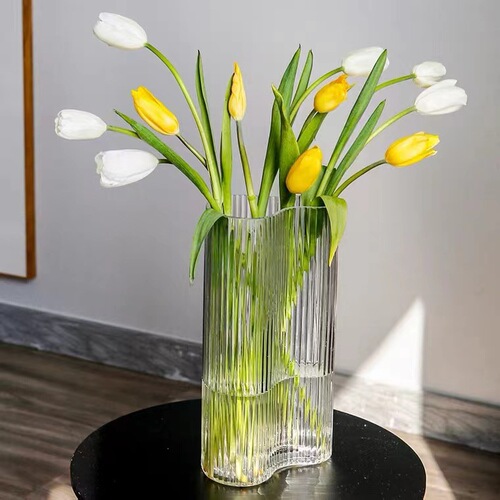 Internet celebrity little feet vase foot printed bottle ins style large diameter entrance high value striped retro decorative vase