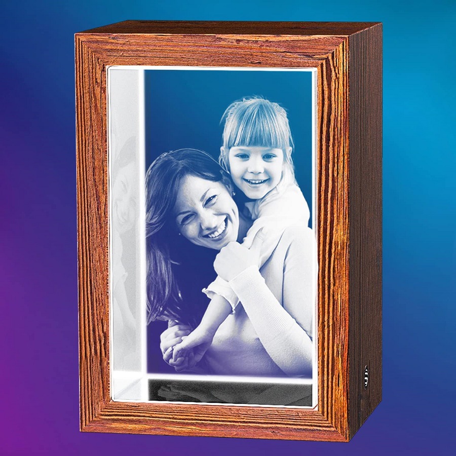 人像宠物水晶激光内雕木框灯座水晶球苹果方体一件定制可海外代发