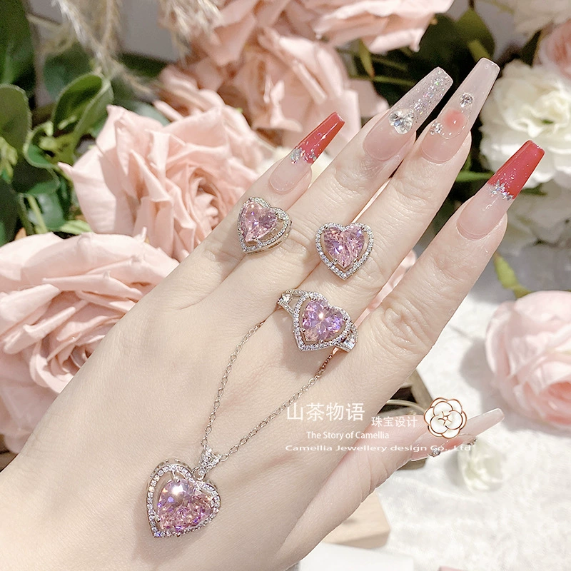 Камелия Sweetheart Love Treasure Bao Light, роскошно позолоченное принцессное кольцо розового цвета с имитацией драгоценного камня