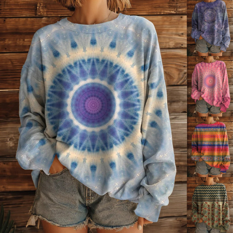 Cross-Border Supply Autumn and Winter New Style Amazon Wish European and American Long-Sleeved Round-Neck Retro Western Style Sweatshirt 5909 Cross-Border Supply Autumn and Winter New Style Amazon Wish European and American Long-Sleeved Round-Neck Retro Western Style Sweatshirt 5909