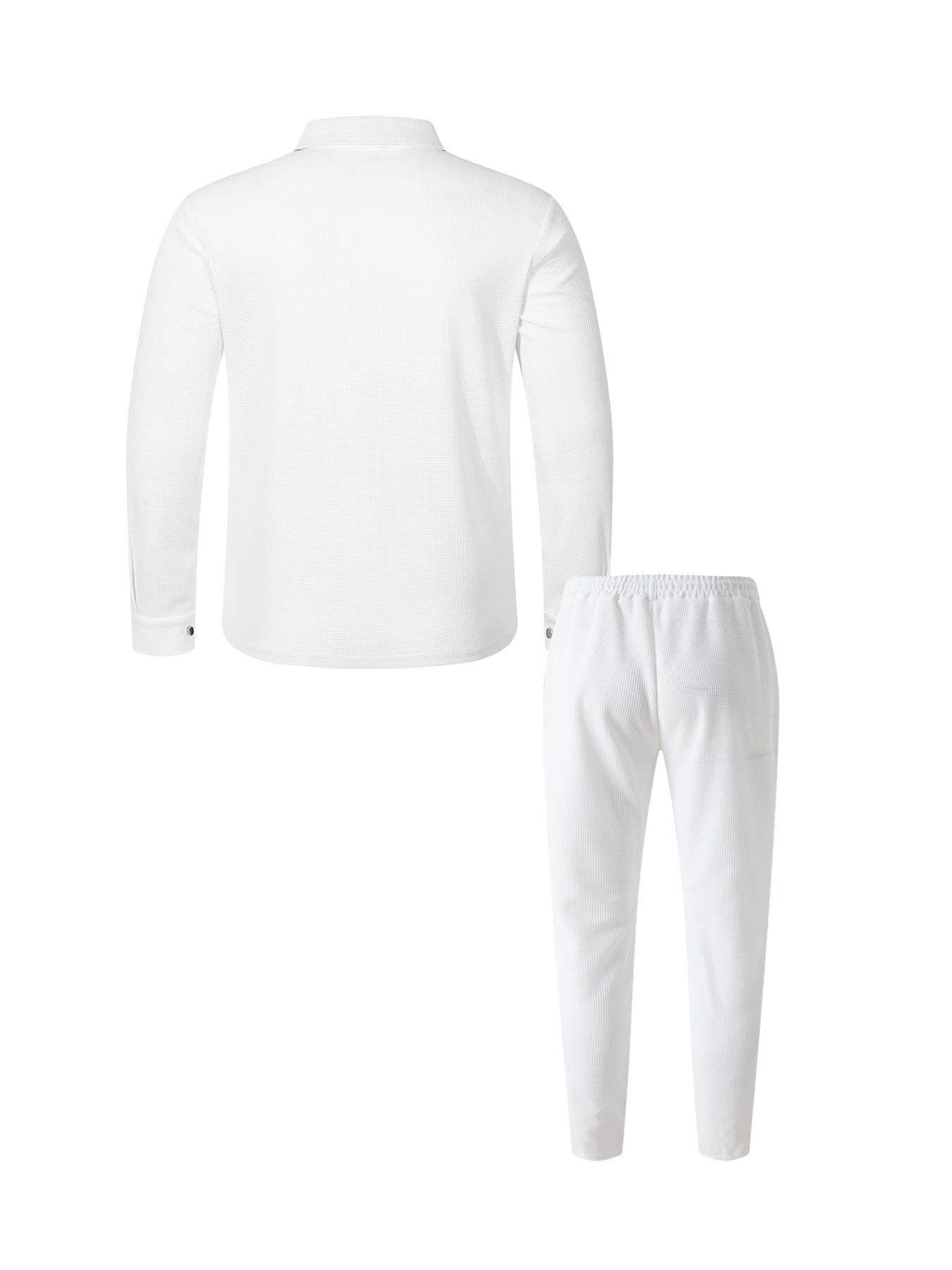 Men's Waffle Pattern Polo Shirt And Trousers Co-ord Set Casual_voghion.com