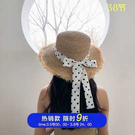 西本帽子女韩版优雅气质时尚拉菲草帽女复古度假沙滩帽防晒遮阳帽