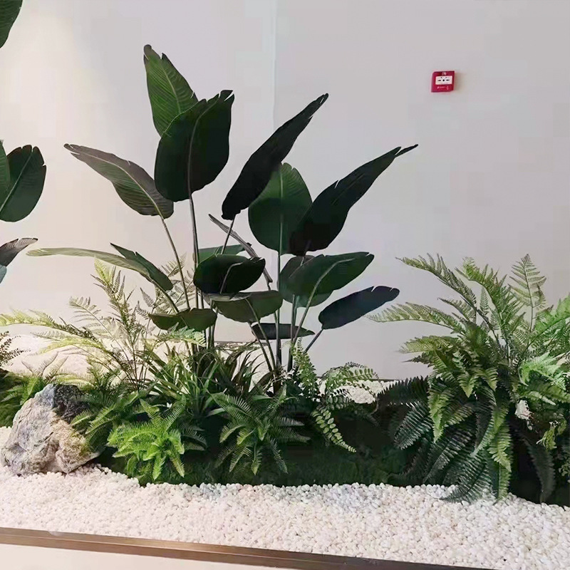 模擬植物、偽緑植物、鉢植え、トラベラーズバナナ、大型鉢植え、屋内リビングルーム、バイオニック床置き装飾、造園|undefined
