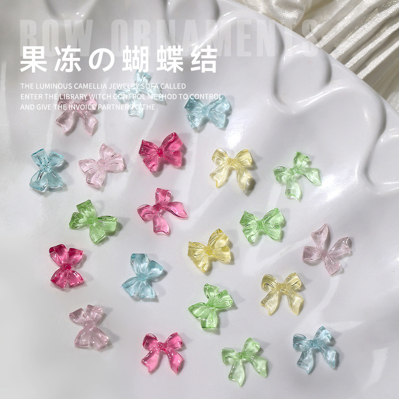 New Nail Art Jelly Color Ice Bow Jewelry Three-Dimensional All-Match Fairy Style Bow Tie Ribbon Nail Jewelry Drill New Nail Art Jelly Color Ice Bow Jewelry Three-Dimensional All-Match Fairy Style Bow Tie Ribbon Nail Jewelry Drill