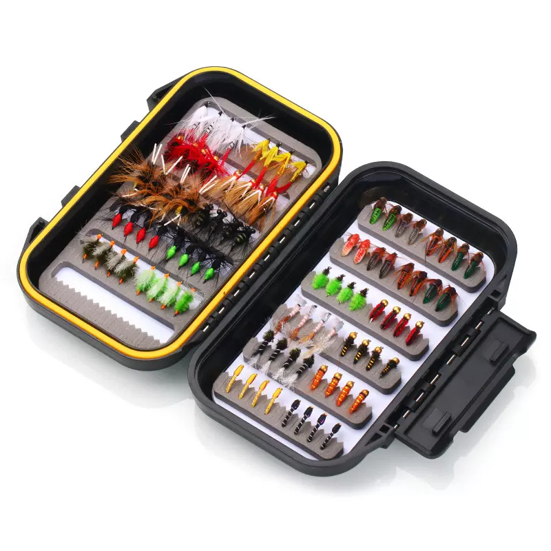 飞蝇饵套装批发鱼饵套装送飞蝇钩盒轻便小巧跨境出口厂家供货