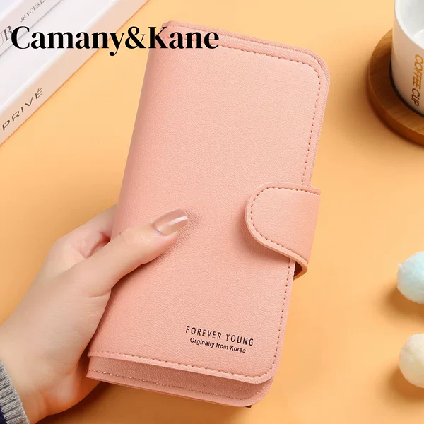2024 New Long Women's Wallet Buckle Coin Purse Soft Card Slot Mobile Phone Bag Handheld Cross-Border Trend Wholesale
