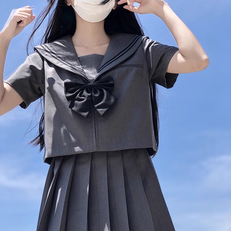 原创JK制服灰二本水手服套装日系学院风夏秋软妹班服毕业服中间服|undefined
