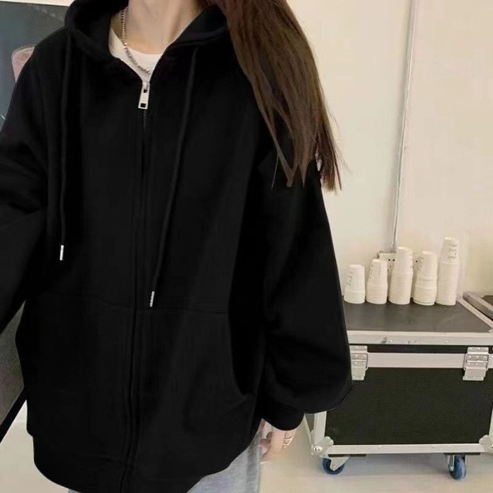 早秋卫衣外套女2025春秋款新款连帽宽松休闲开衫薄款运动加绒上衣|undefined