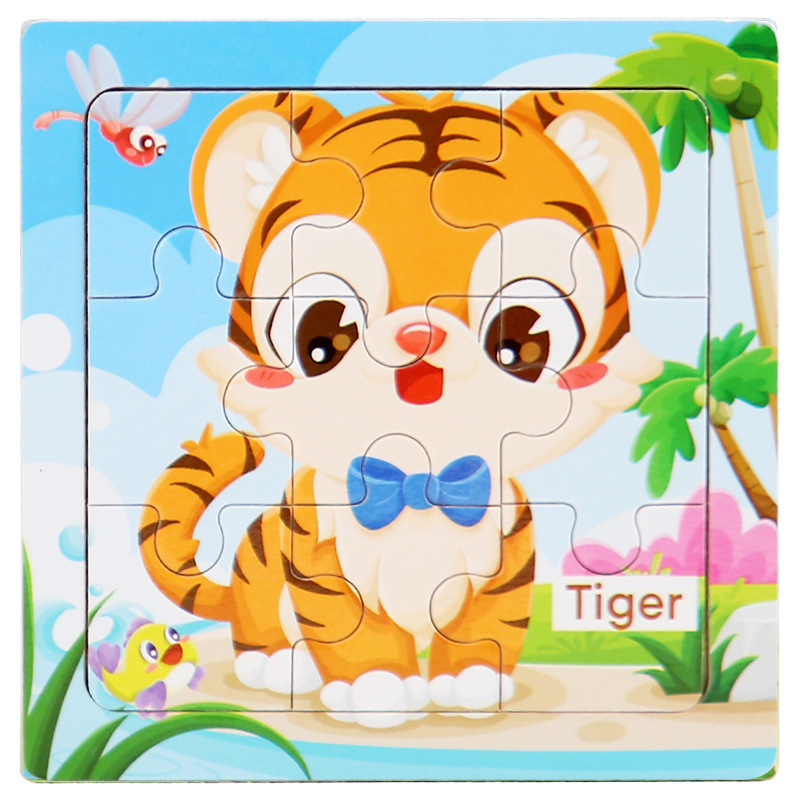 9 ピースフラットパズル木製小さなパズル幼児早期教育教育漫画動物交通認知おもちゃ卸売|undefined
