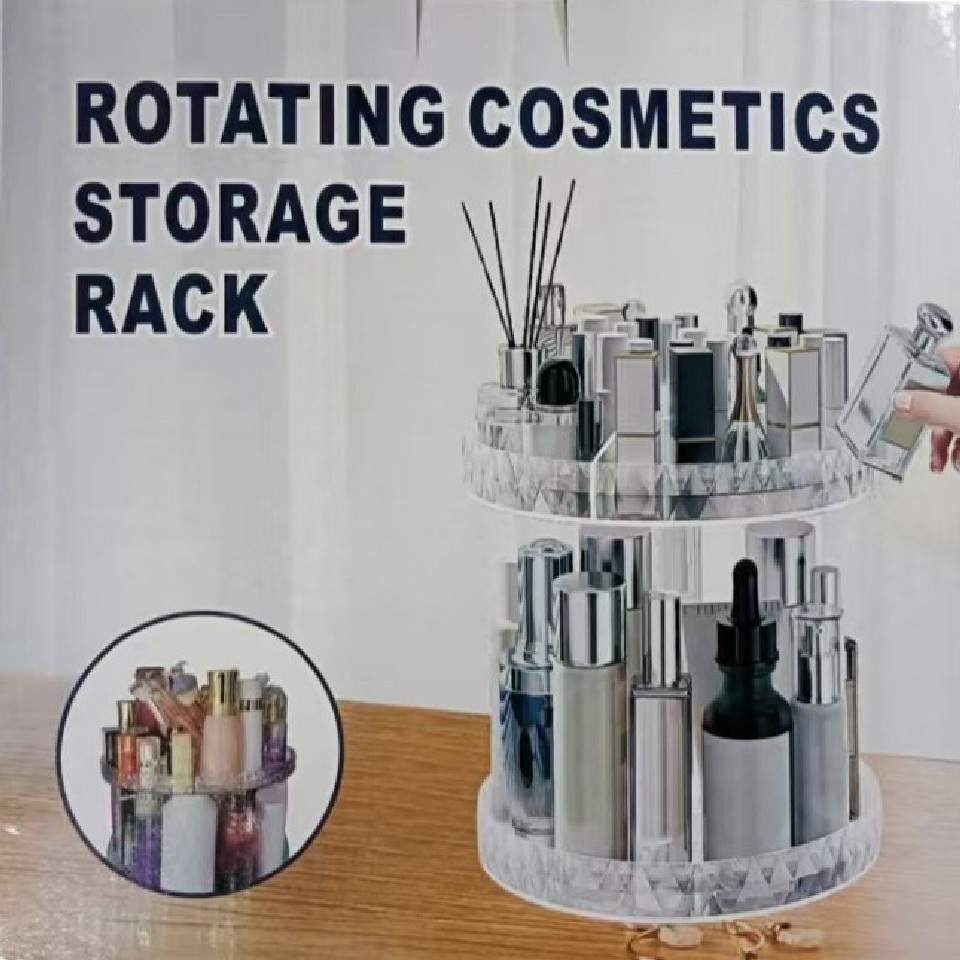 Cross-border popular cosmetic storage box, rotating transparent acrylic desktop vanity organizer for lipstick and skincare products