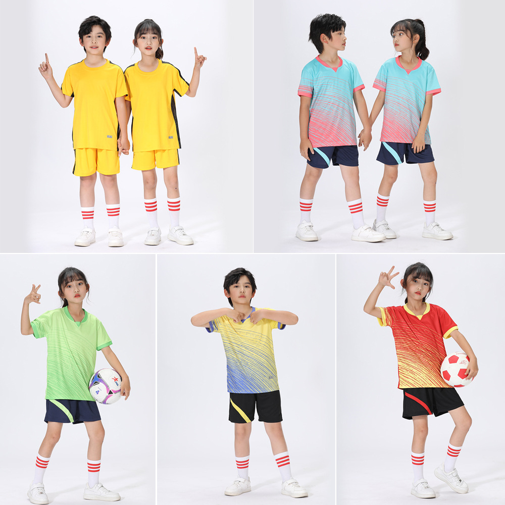 Abbigliamento sportivo da allenamento per bambini ad asciugatura rapida, sport da basket a maniche corte, set di pantaloni fitness, estivo_voghion.com