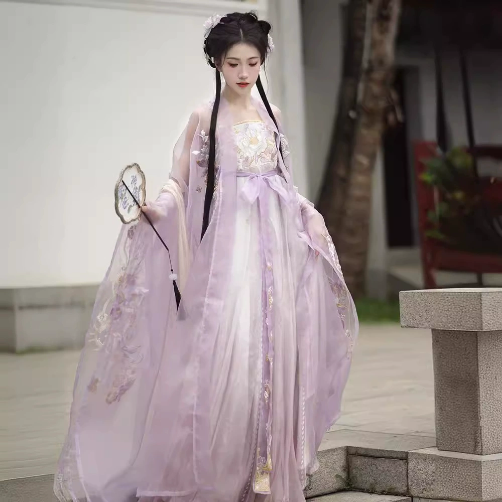 Нефритовая техника [Цветочная поверхность Будды] Оригинальная ханьская женская юбка с большими рукавами, тяжелая вышивка