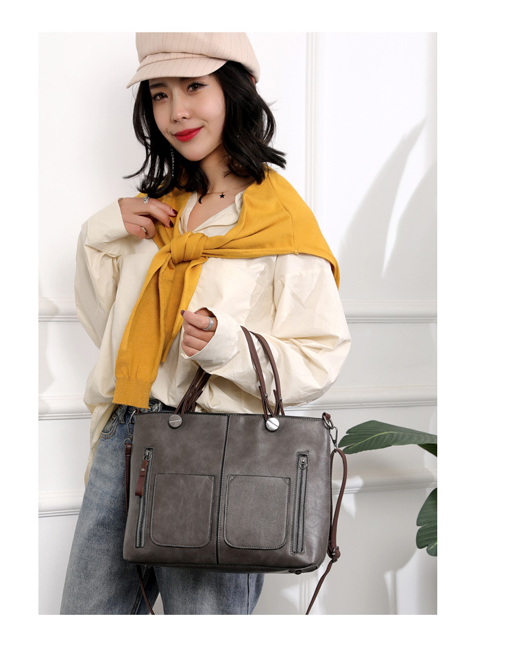 Double Pocket Large Capacity 2023 Popular New Fashion Shoulder Women's Tote Simplified Diagonal Straddle Bag_voghion.com