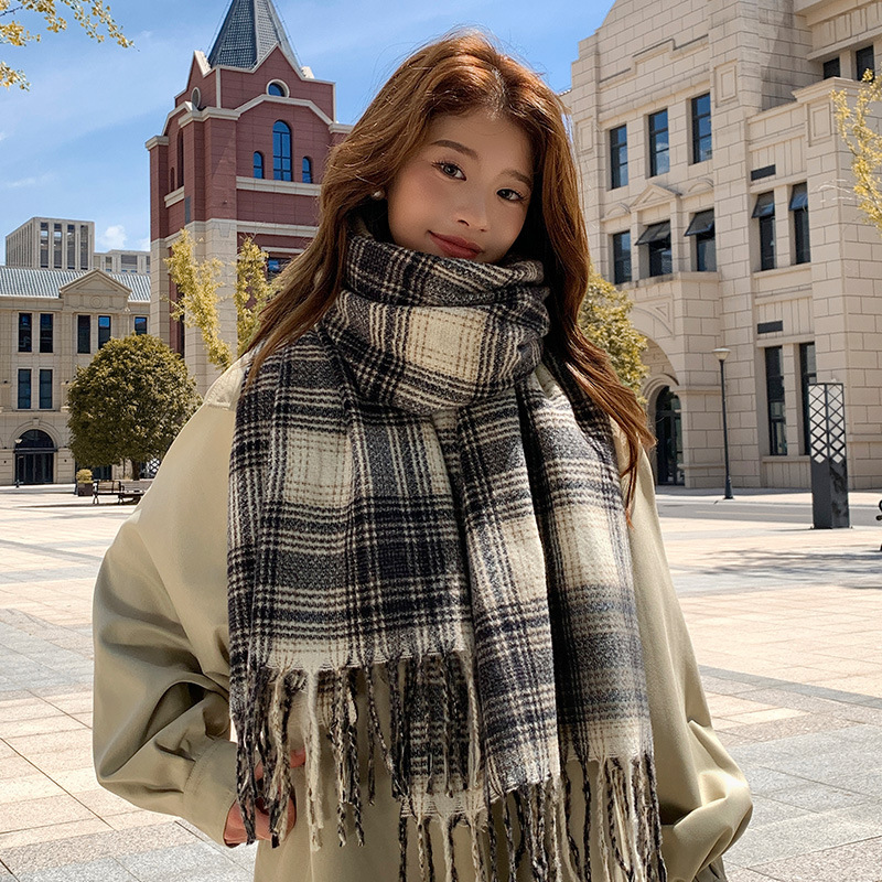 秋冬格子围巾女冬季高级感新款百搭保暖情侣围脖披肩韩系跨境爆款|undefined