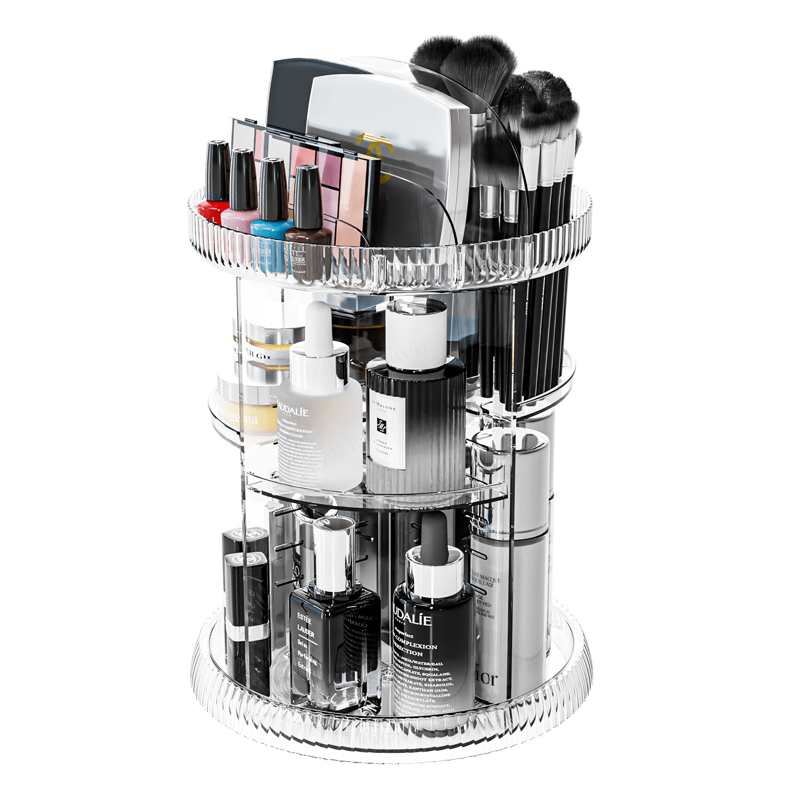 Vertical Stripe 360 Rotating Cosmetic Storage Box Transparent Dormitory Desktop Acrylic Cosmetic Finishing Rack