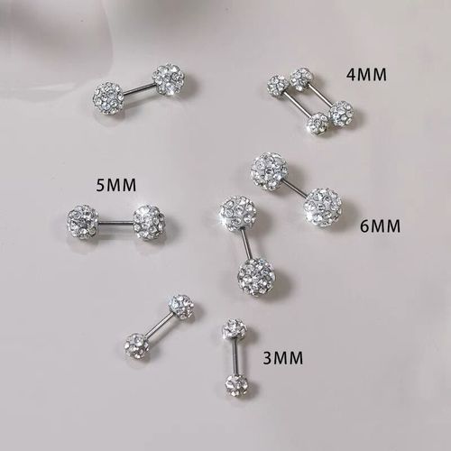 Ear Bone Nails for Women Japanese and Korean New Niche Design Ear Nails Xiaohongshu Blogger Highly Recommends the Trendy Double-ended Round Zircon Earrings