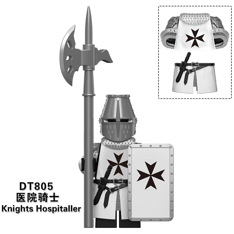 DT8901 siglo medieval templo cruzado Santa tumba Teton Hospital Caballero conjunto completo de armadura pesada gente ensamblada bloques de construcción