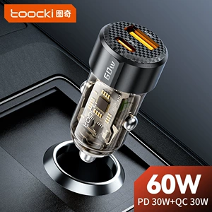 Toocki Linglong Şəffaf Qara Çay 60W İki Portlu A C Mini Sürətli Şarj Cihazı
