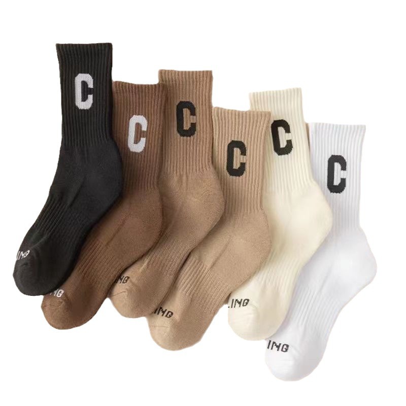 Invierno forrada de lana gruesa Terry bottom letras de las mujeres Internet Celebrity Calcetines de media pantorrilla del todo partido con pantalones de tiburón medias calientes