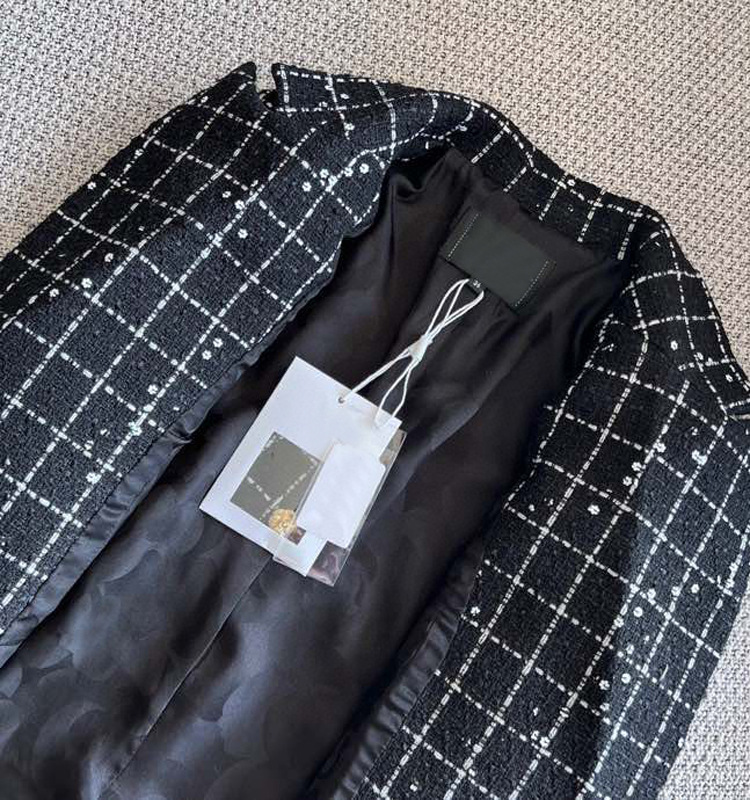 Karierter Web-blazer Eleganter Tweed-mantel Für Das Pendeln_voghion.com