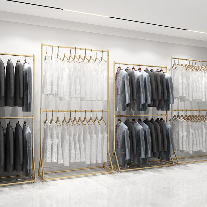 Double-Layer Clothes Hanger Suit Cheongsam Floor-Standing Photo Studio Clothing Rack Children's Clothing Shelf Clothing Store Display Rack