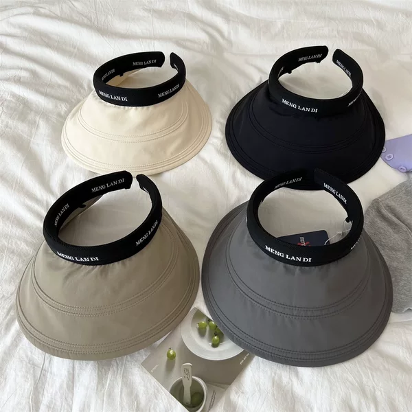 2026 New Summer Sunshade Anti-Uv Uv Hollow-Top Sun Hat for Women with Large Brim Outdoor Breathable Headband Sun Hat