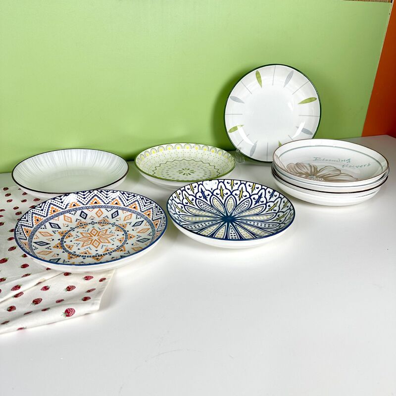 Wholesale Shanxi Ceramic Department Store Printed 8.3inch Ceramic Plate Underglaze Color Plate Style Casual Two Yuan Store