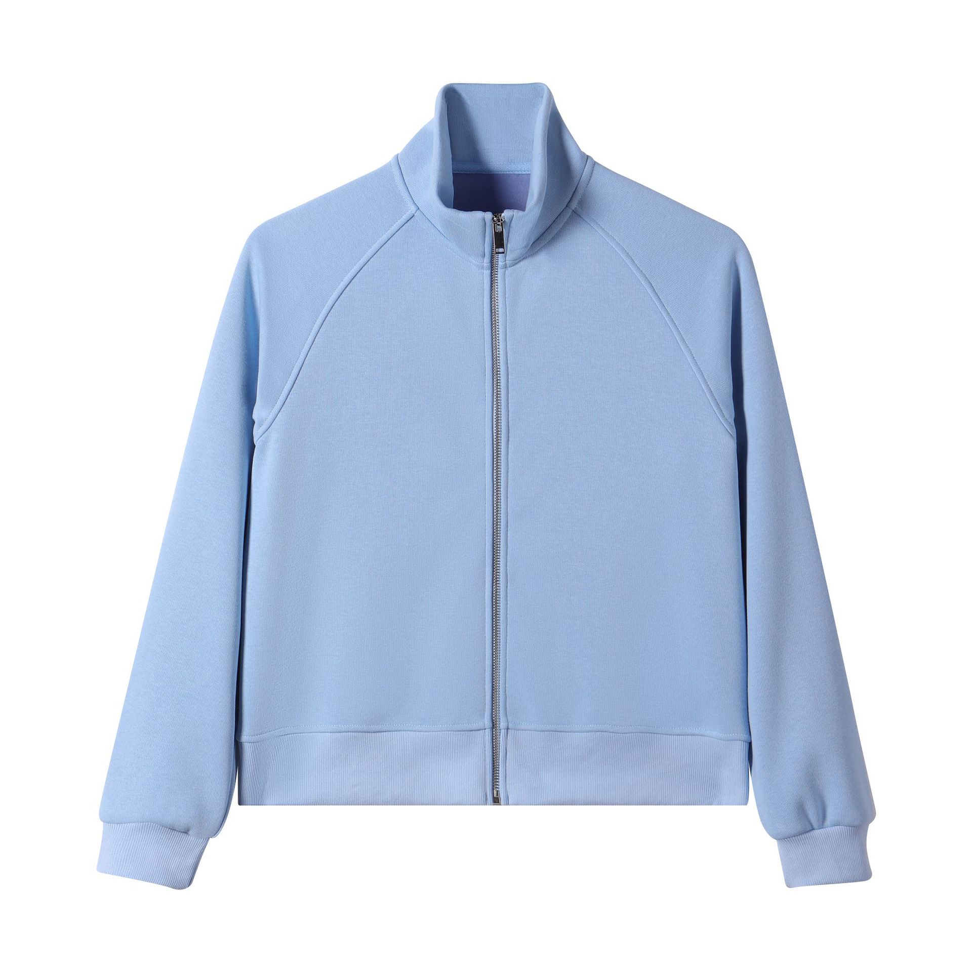 Otoño y invierno pesado 420g algodón isla de color sólido con cremallera de cuello corto chaqueta de moda de mujer con camisa suelta cálida de lana