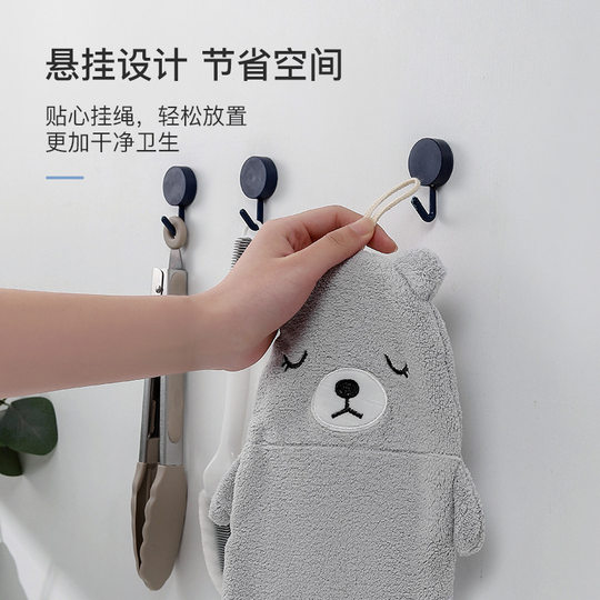 Kitchen hanging hand towel multi-functional absorbent hand towel thickened coral velvet cartoon cute hand towel wholesale