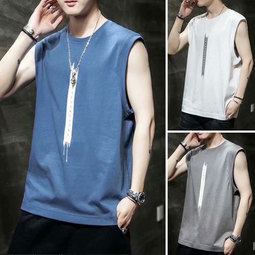 Men's Summer New Trend Thin Sweatshirt Tank Top Loose Puffer Vest Basketball Backless Top Casual Jacket Outerwear