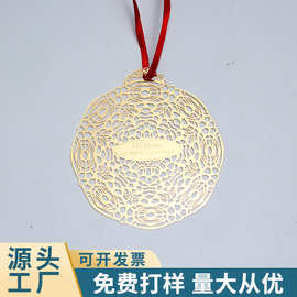 外贸不锈钢咬板 圣诞树吊牌 腐蚀楼空设计 镀金色吊牌吊坠厂批发