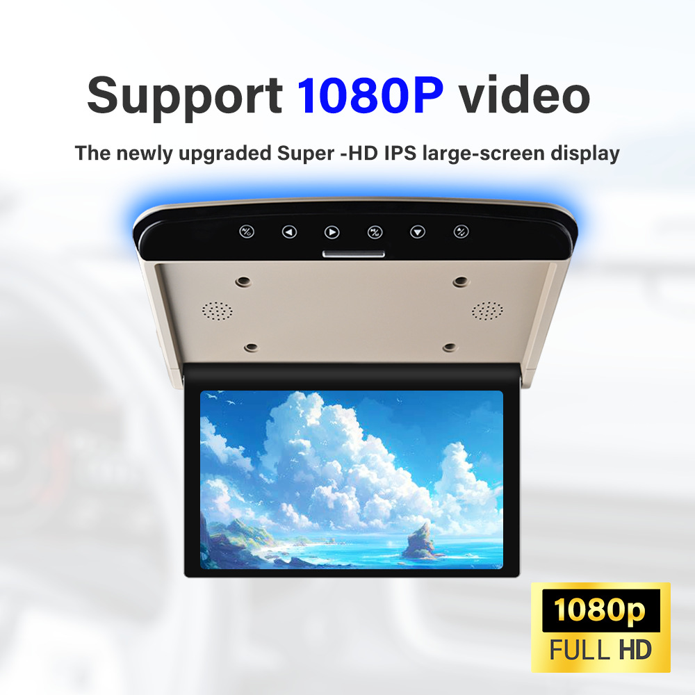 Cross-Border 15.6inch Inch Ceiling-Mounted Tv Ips Mp5 Player with USB and HDMI Input Car Display Monitor Hd