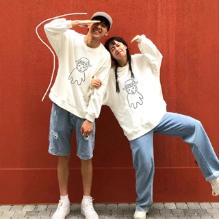 秋冬oversize加绒圆领卫衣男女上衣特别情侣装潮牌班服保暖打底衫