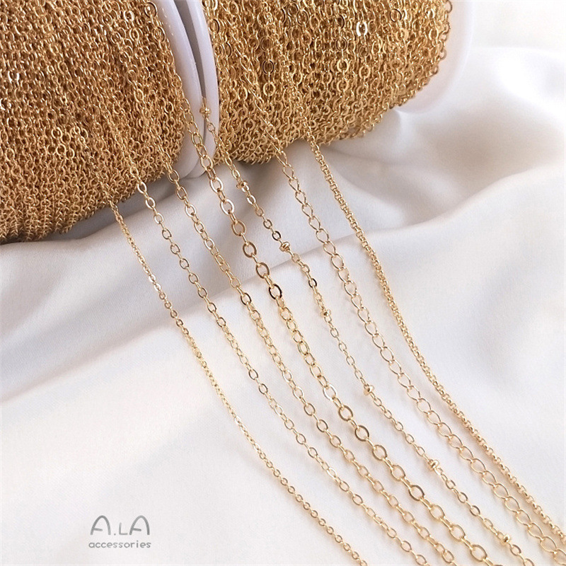 color retention 14k gilded chain gold plated slim chain tassel o-shaped chain extension necklace bracelet material diy accessories