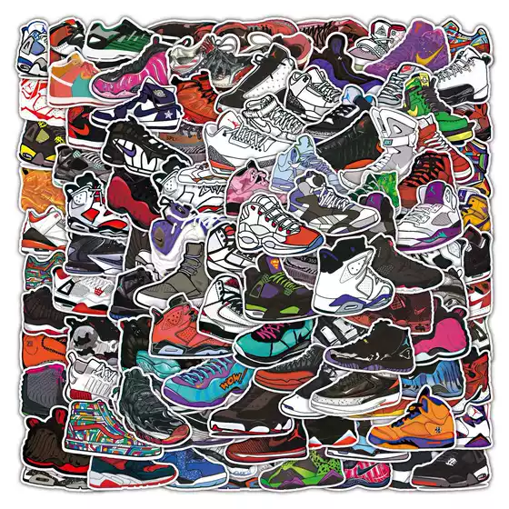 100pcs Trendy Sneaker Cartoon Graffiti Stickers for Cross-border Decoration Luggage Notebook Car Wholesale Journal