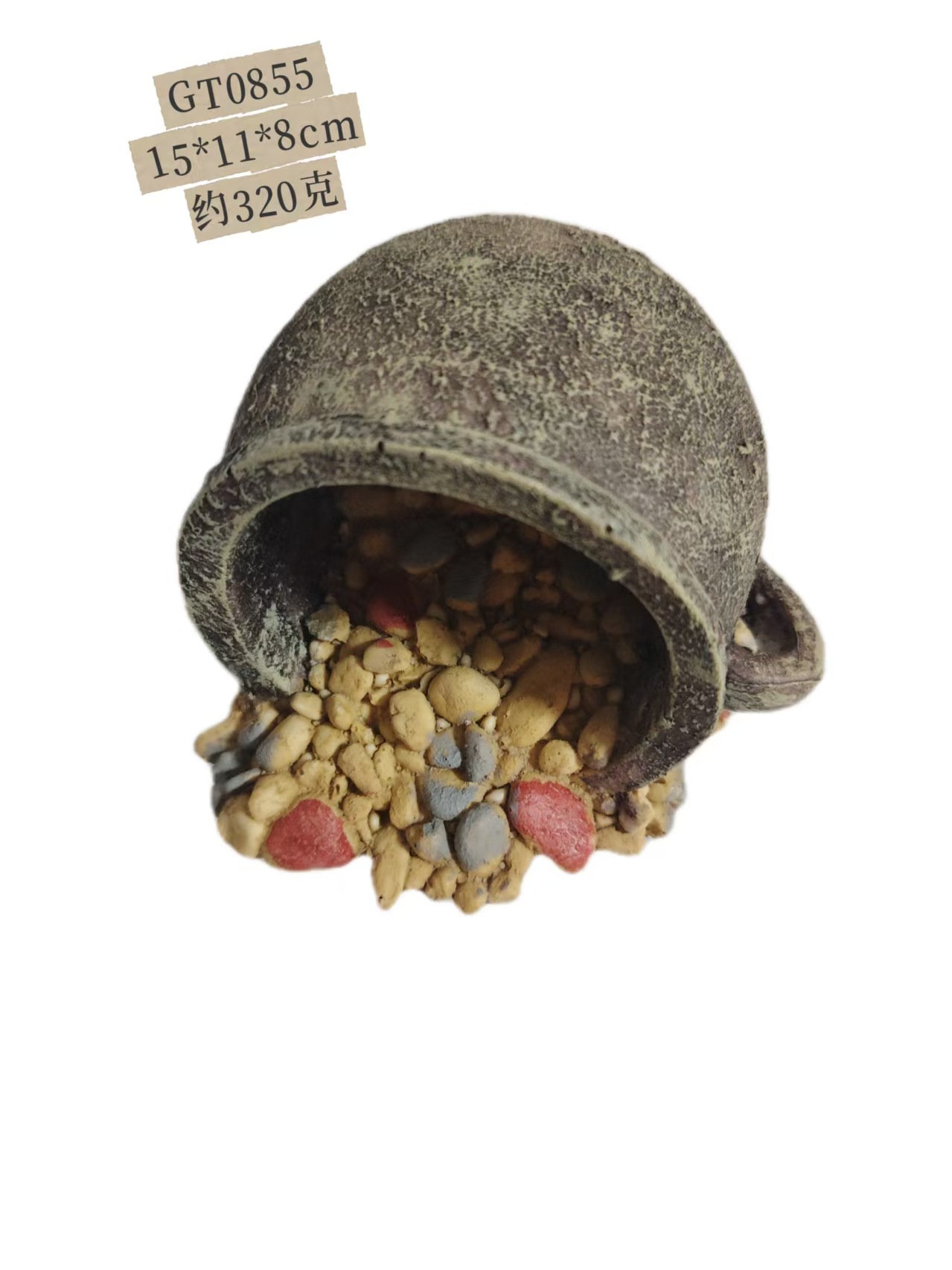 Decoración de paisajismo de pecera vintage olla de barro rota decoración de acuario pescado y camarones poner huevos, jugar y evitar la fábrica de mascotas