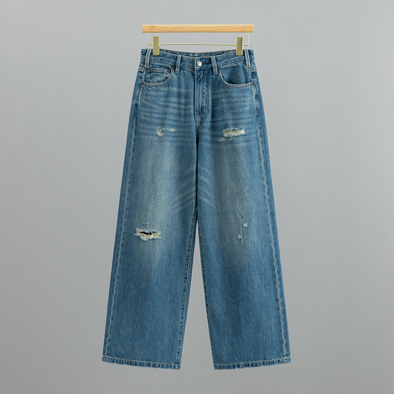 Japanese Style 45 Pure Original Japanese Okayama Denim Fashionable Washed Vintage Distressed High-Waisted Slimming Leg-Lengthening Women's Jeans Japanese Style 45 Pure Original Japanese Okayama Denim Fashionable Washed Vintage Distressed High-Waisted Slimming Leg-Lengthening Women's Jeans