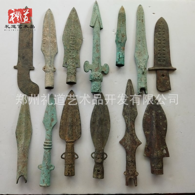 古代冷兵器长矛纯铜摆件历史文化展品道具科教用具铜矛做旧青铜器-阿里巴巴