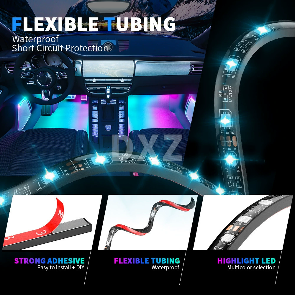 DXZ APP+wireless remote control atmosphere atmosphere light car LED interior light 48 light, one drag, four RGB foot lights