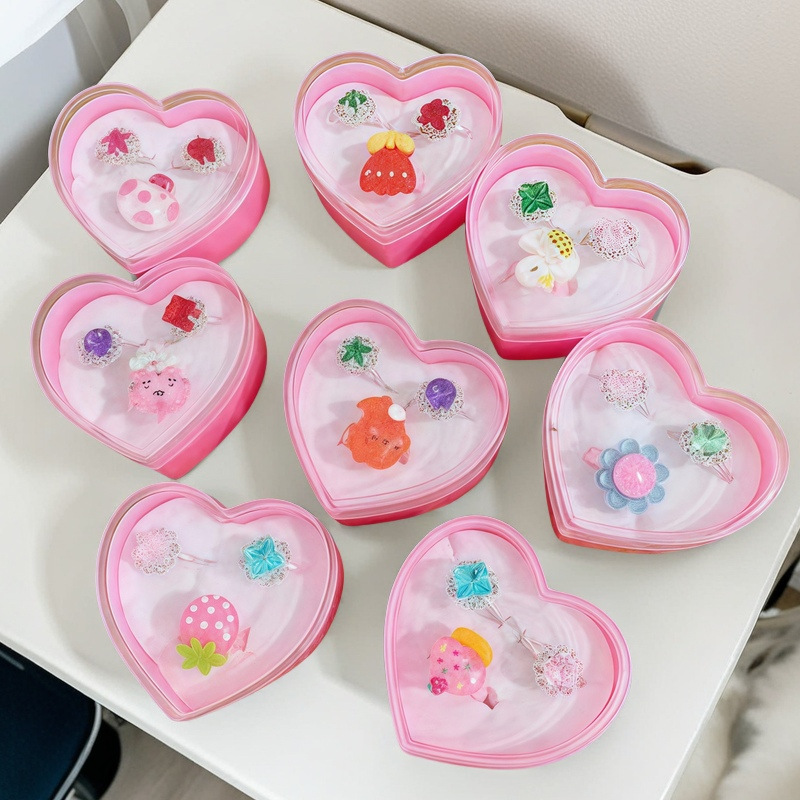 Nuevo anillo para niños sirena anillo para niños una caja de anillos de joyas para niñas juego de juguetes para niñas