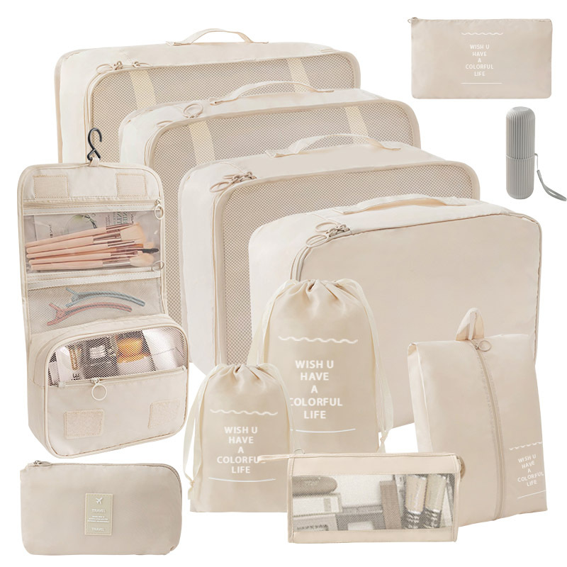 12 종 세트 [7 종 세트 + 소묶음 포켓 + 트라이앵글 백 + 후크 백 + 디지털 백 + 워시 컵] 베이지