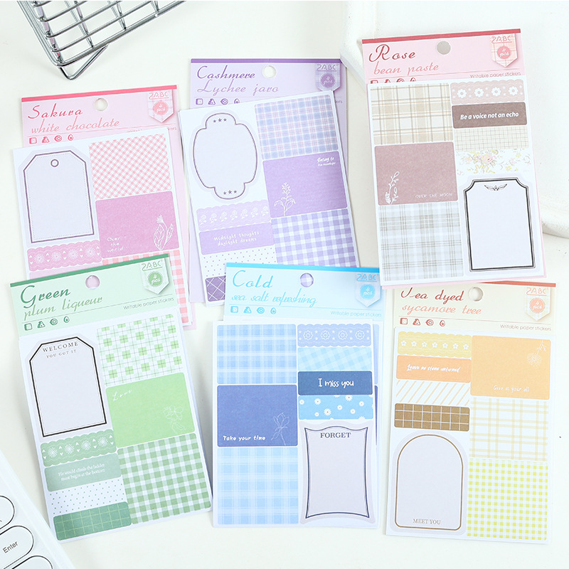 Soft Wind Sleeping Grid Antiguo Mensaje desgarrado Post-it - Notes Cuentas de mano transfronterizas Ins Style Material Paquete Di Di Stickers Decoration