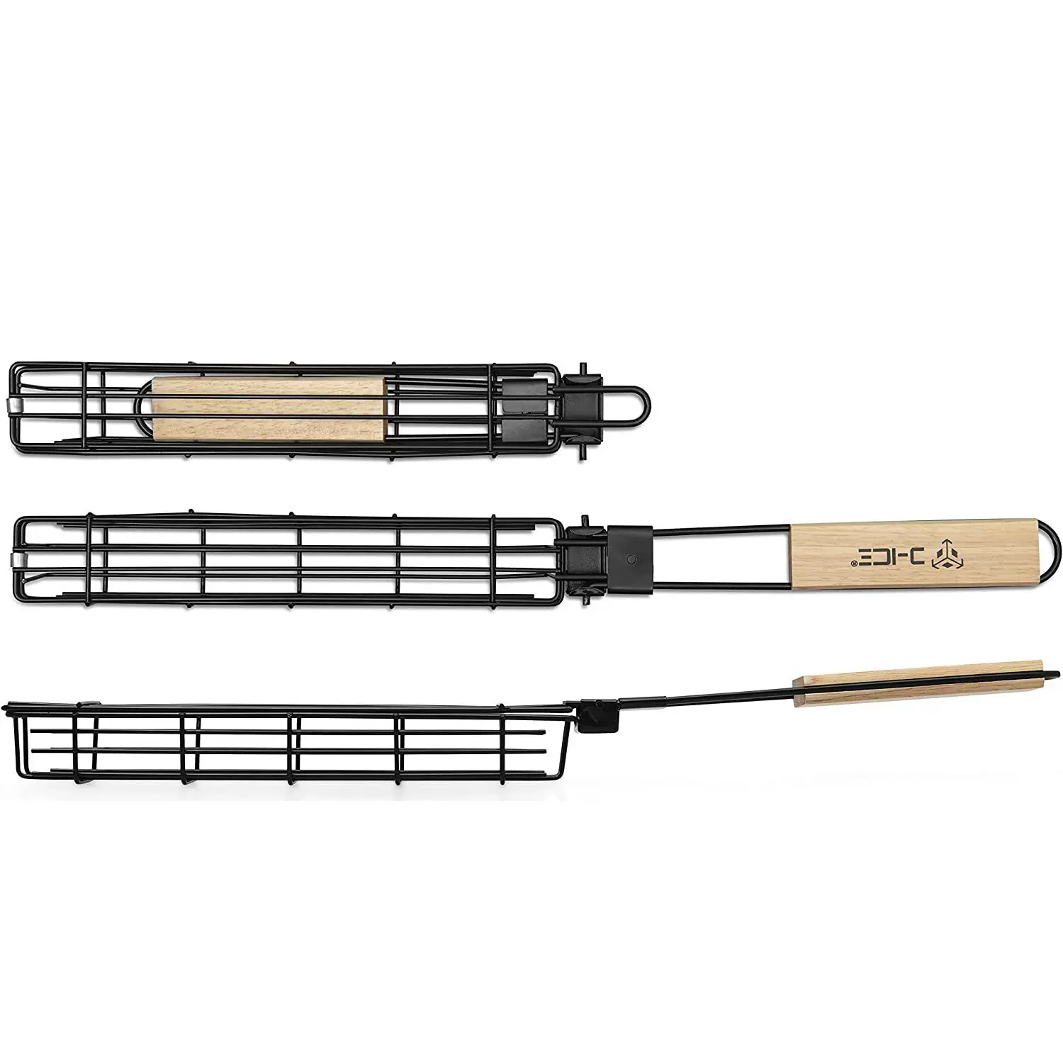 木柄烧烤笼折叠不锈钢烧烤网方形烧烤架户外多功能不粘烧烤工具